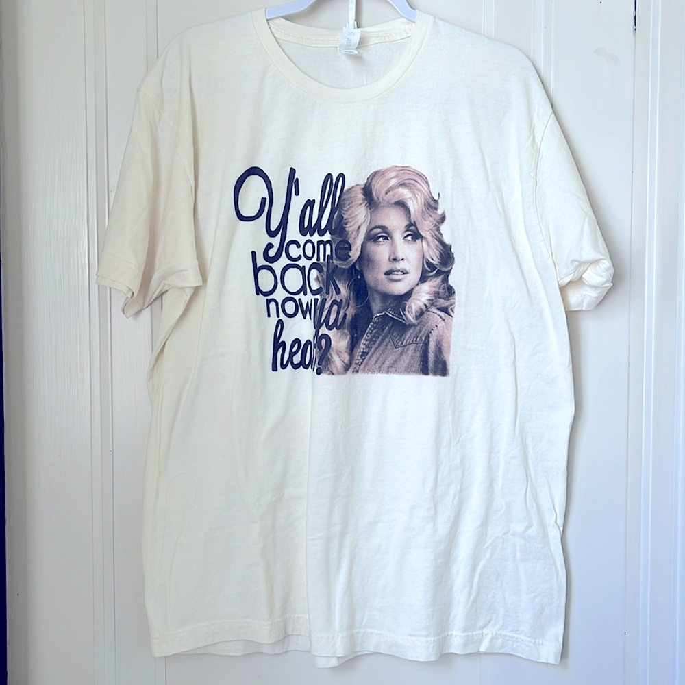 Dolly Parton Graphic Tee Cream Short Sleeve Size XL Vintage